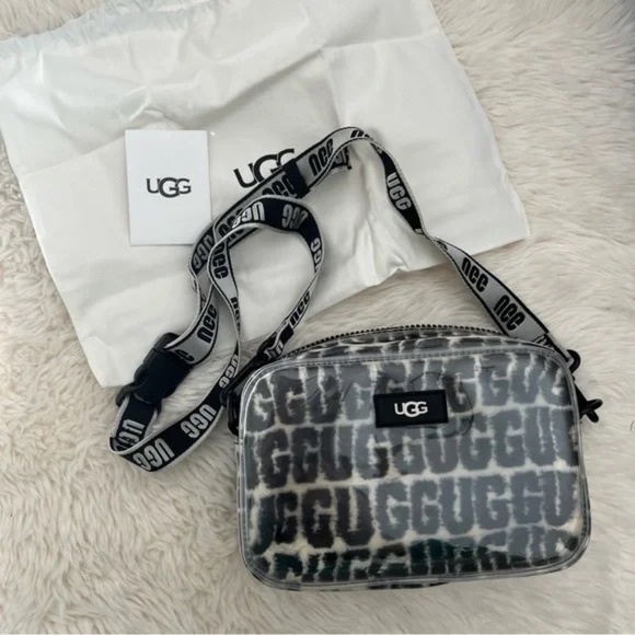 UGG Janey II Clear Black Logo Plush Bag - Picture 4 of 8